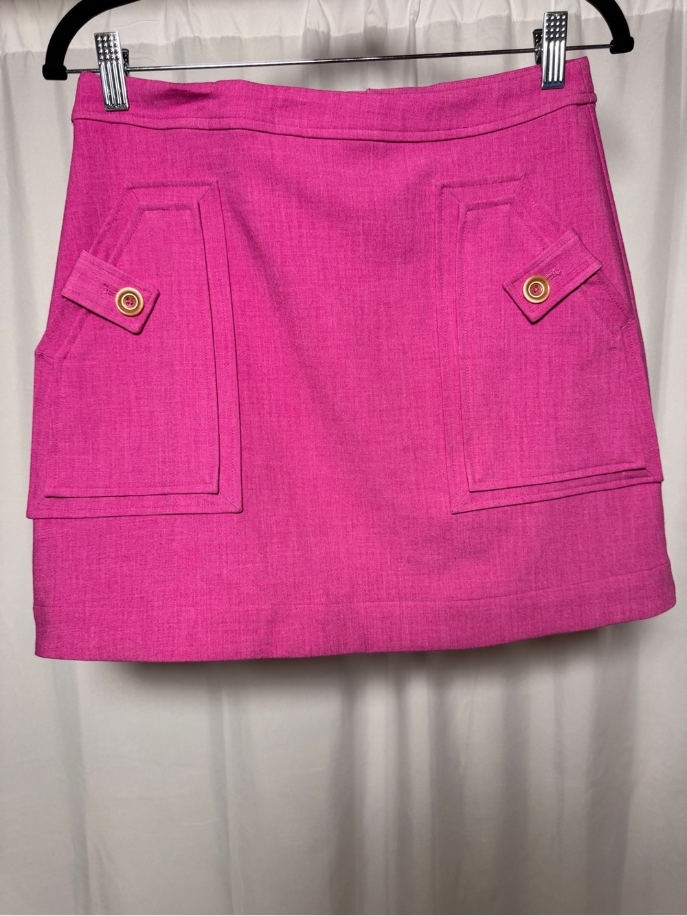 Maeve Anthropologie Bright Pink Skirt Womens Small Stretch Pockets Buttons